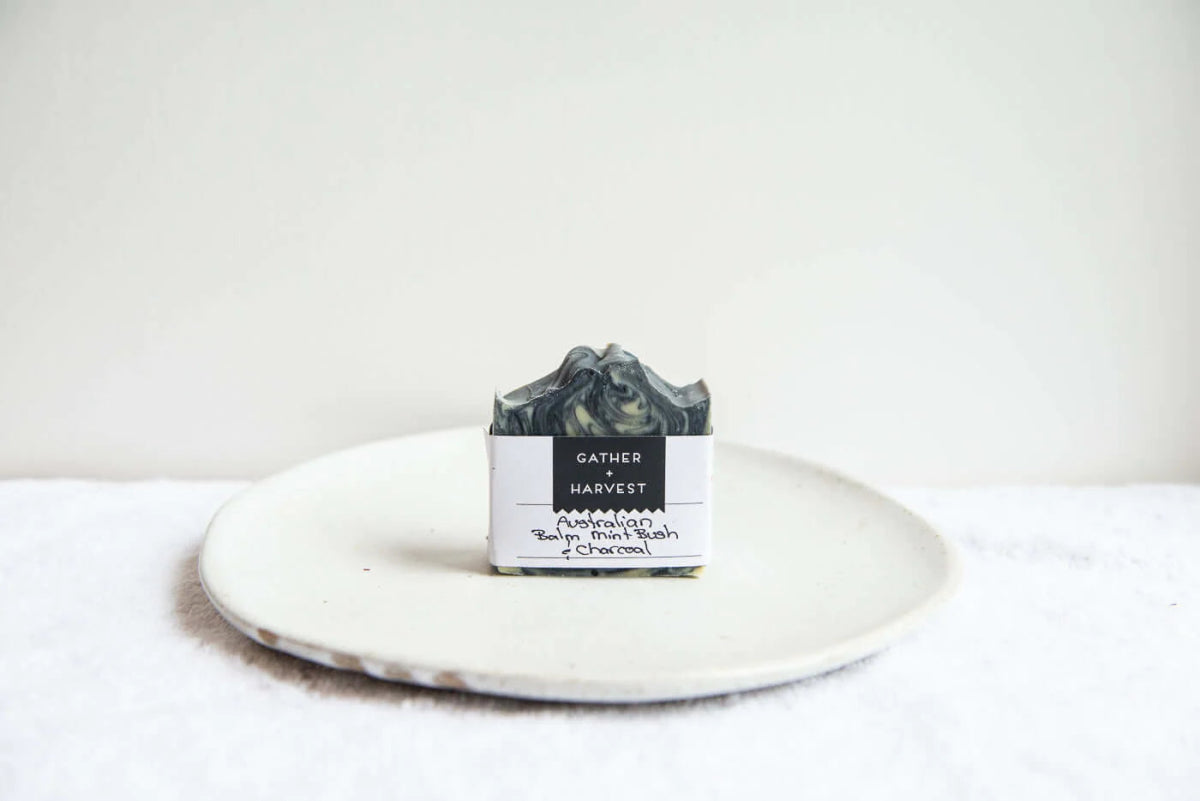 Handmade Natural Soap | Australian Balm Mint Bush & Charcoal - Alpine Abode