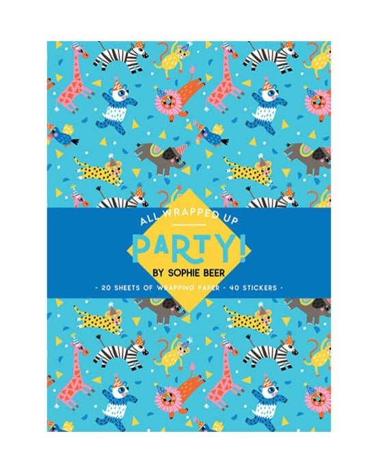 Party! Wrapping Paper & Sticker Book (Sophie Beer) - Alpineabode